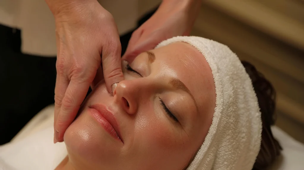 Medspa skin rejuvenation treatment in progress.