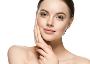 Woman with smooth, glowing skin after a SimpleGlo Facial.